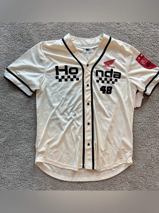Honda Other - Honda Motor Racing #48 Off-white Button Up Mens LG Jersey. Speedway Patch. NWT